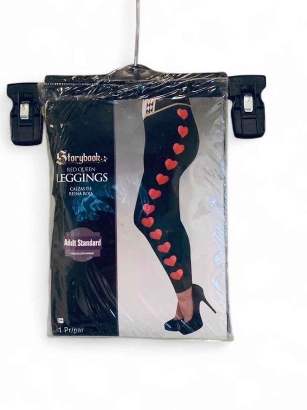 Halloween Red Queen Black Leggings with Red Heart Accents - Adult Standard(US-8)